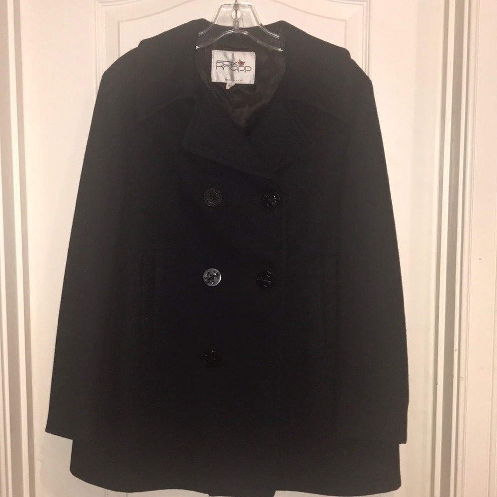 Fox Knapp navy style wool pea coat